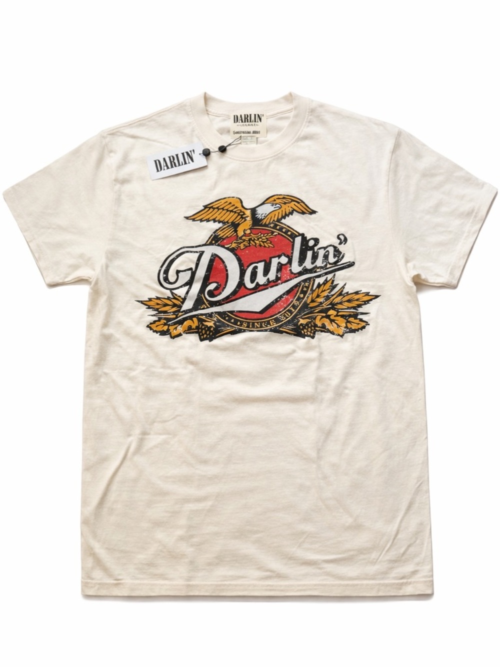 Darling Cream Short-Sleeve T-Shirt with Red and Gold Graphic
